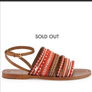 Tory Burch embroidered leather wrap sandals sz 8